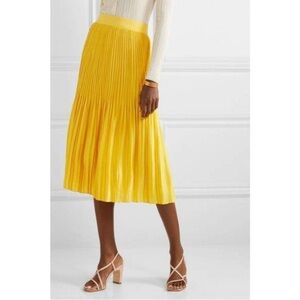 Alice + Olivia Ken Yellow Pleated Midi Skirt Size 10